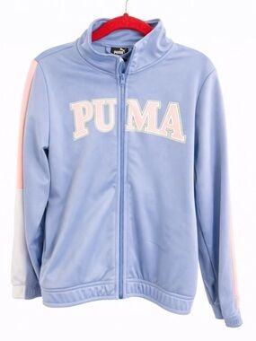 PUMA Kids Zip-Up Track Spring Jacket – Blue & Pink – Size 5T